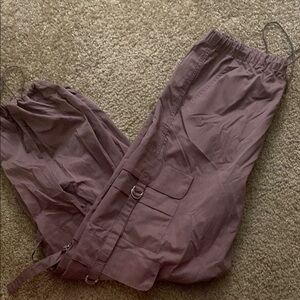 Purple Cargo pants with synched bottom